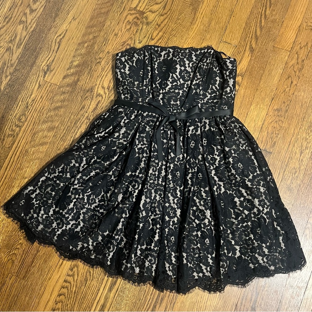 Robert Rodriguez Black Lace Strapless Dress